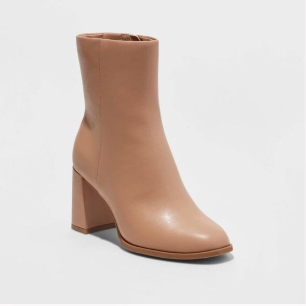 A New Day Janelle Tan Block Heel Ankle Boots